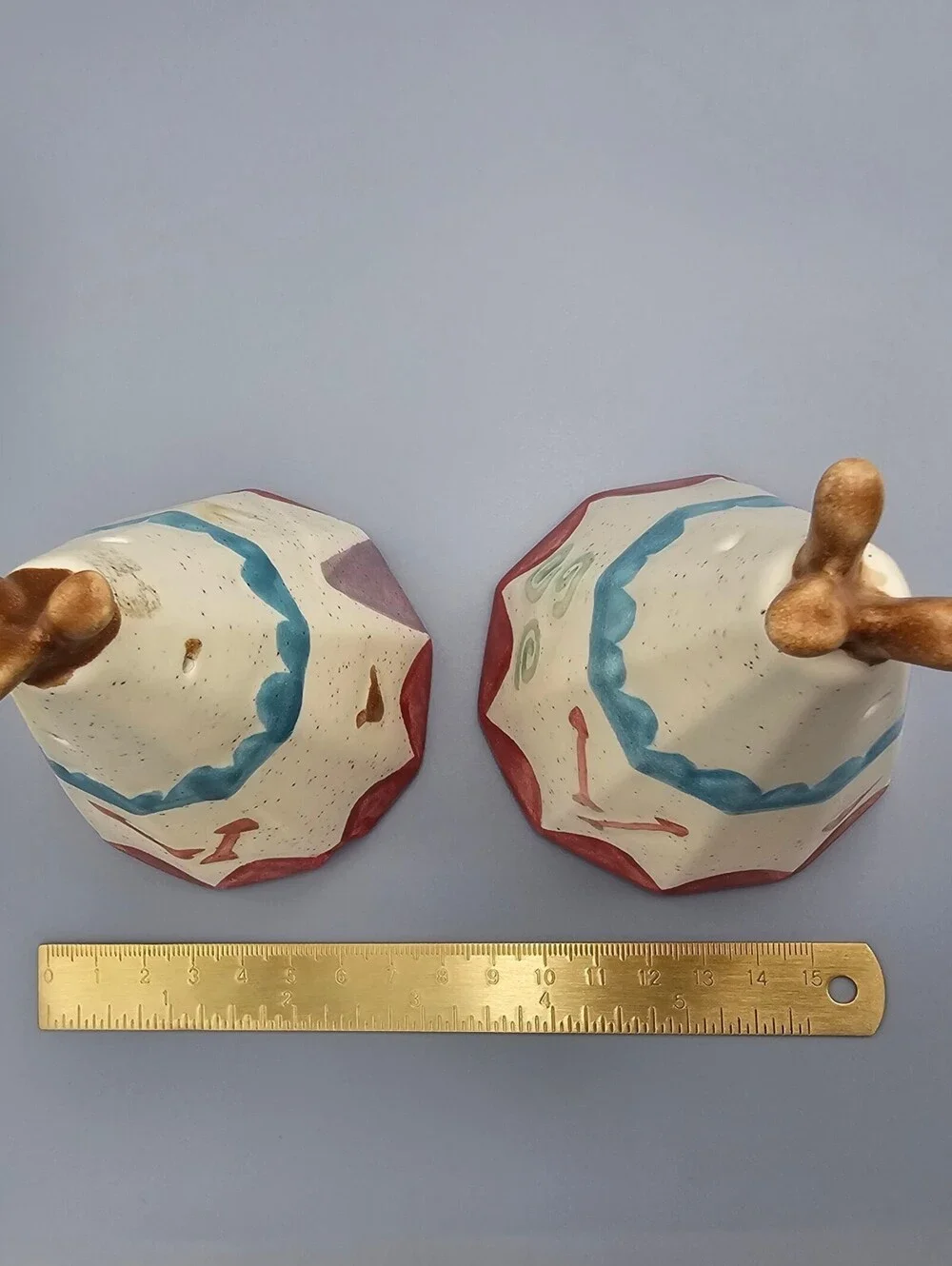 Pair of Vintage Hand-Painted Ceramic Teepee Salt and Pepper Shakers
